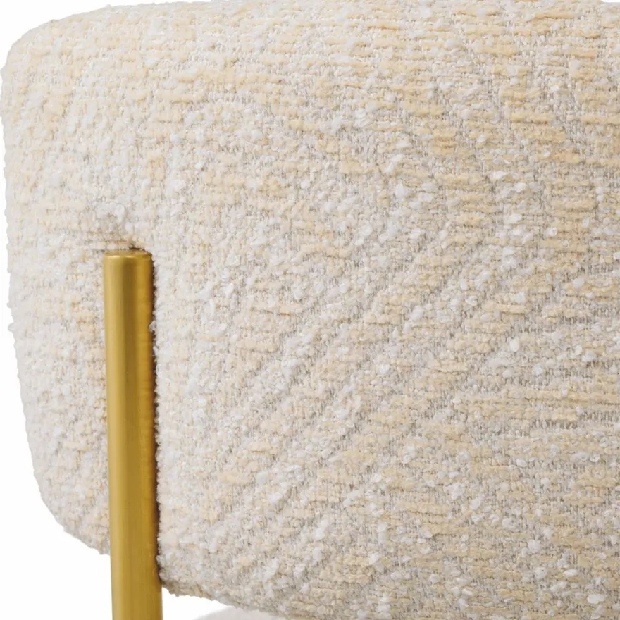 Casa Padrino Luxus Edelstahl Barstuhl Creme / Messing H. 104 cm - Luxus Bar Möbel