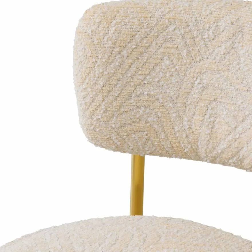 Casa Padrino Luxus Edelstahl Barstuhl Creme / Messing H. 104 cm - Luxus Bar Möbel