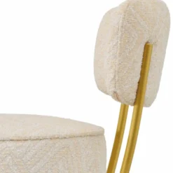 Casa Padrino Luxus Edelstahl Barstuhl Creme / Messing H. 104 cm - Luxus Bar Möbel