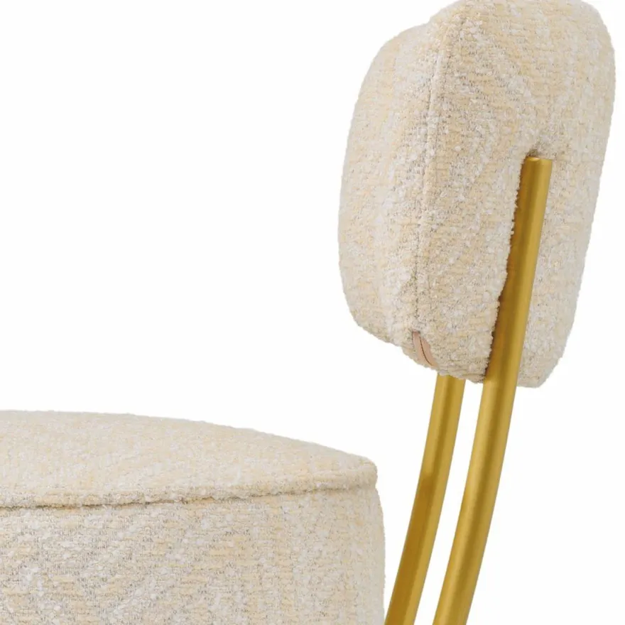 Casa Padrino Luxus Edelstahl Barstuhl Creme / Messing H. 104 cm - Luxus Bar Möbel