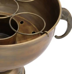 Casa Padrino Luxus Edelstahl Champagnerkühler mit 2 Messing Elefantenkopf Tragegriffen Vintage Messingfarben 49 x 39 x H. 29 cm - Sektkühler - Weinkühler - Hotel & Restaurant Accessoires
