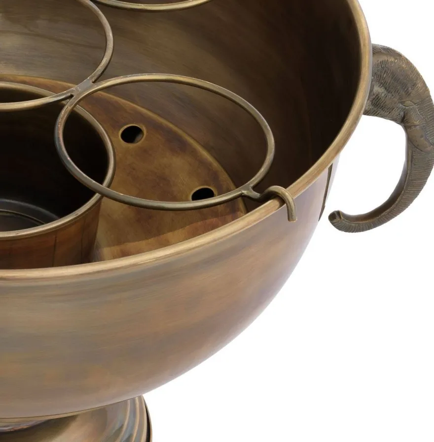 Casa Padrino Luxus Edelstahl Champagnerkühler mit 2 Messing Elefantenkopf Tragegriffen Vintage Messingfarben 49 x 39 x H. 29 cm - Sektkühler - Weinkühler - Hotel & Restaurant Accessoires