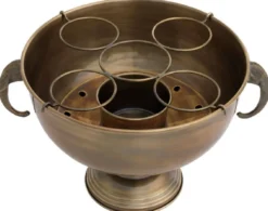 Casa Padrino Luxus Edelstahl Champagnerkühler mit 2 Messing Elefantenkopf Tragegriffen Vintage Messingfarben 49 x 39 x H. 29 cm - Sektkühler - Weinkühler - Hotel & Restaurant Accessoires