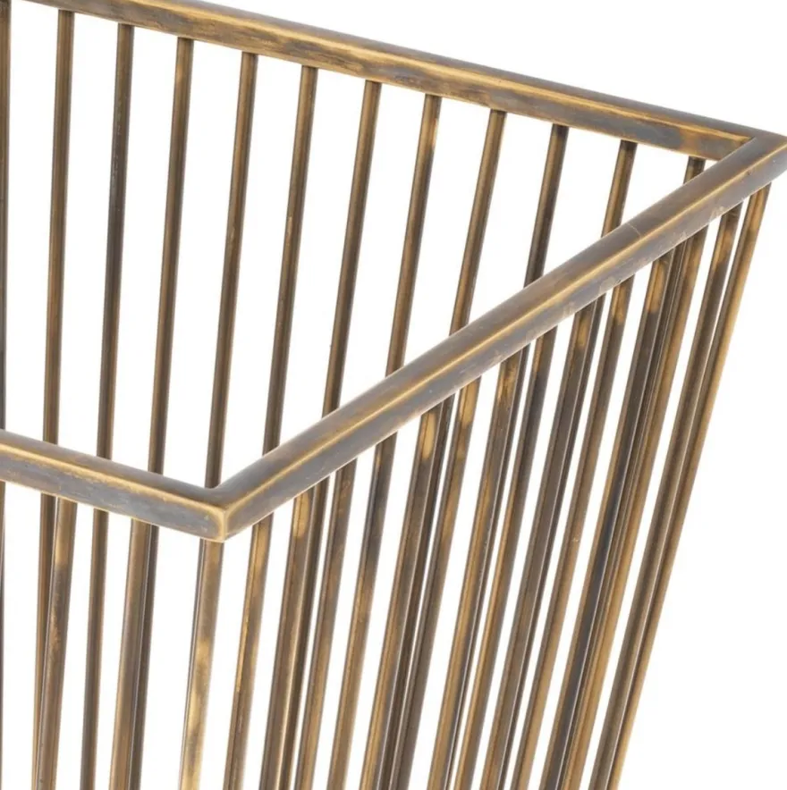 Casa Padrino Luxus Edelstahl Wäschekorb Vintage Messingfarben 30 x 30 x H. 40,5 cm - Luxus Kollektion