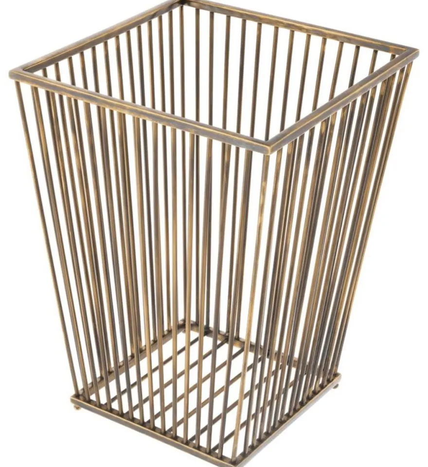 Casa Padrino Luxus Edelstahl Wäschekorb Vintage Messingfarben 30 x 30 x H. 40,5 cm - Luxus Kollektion