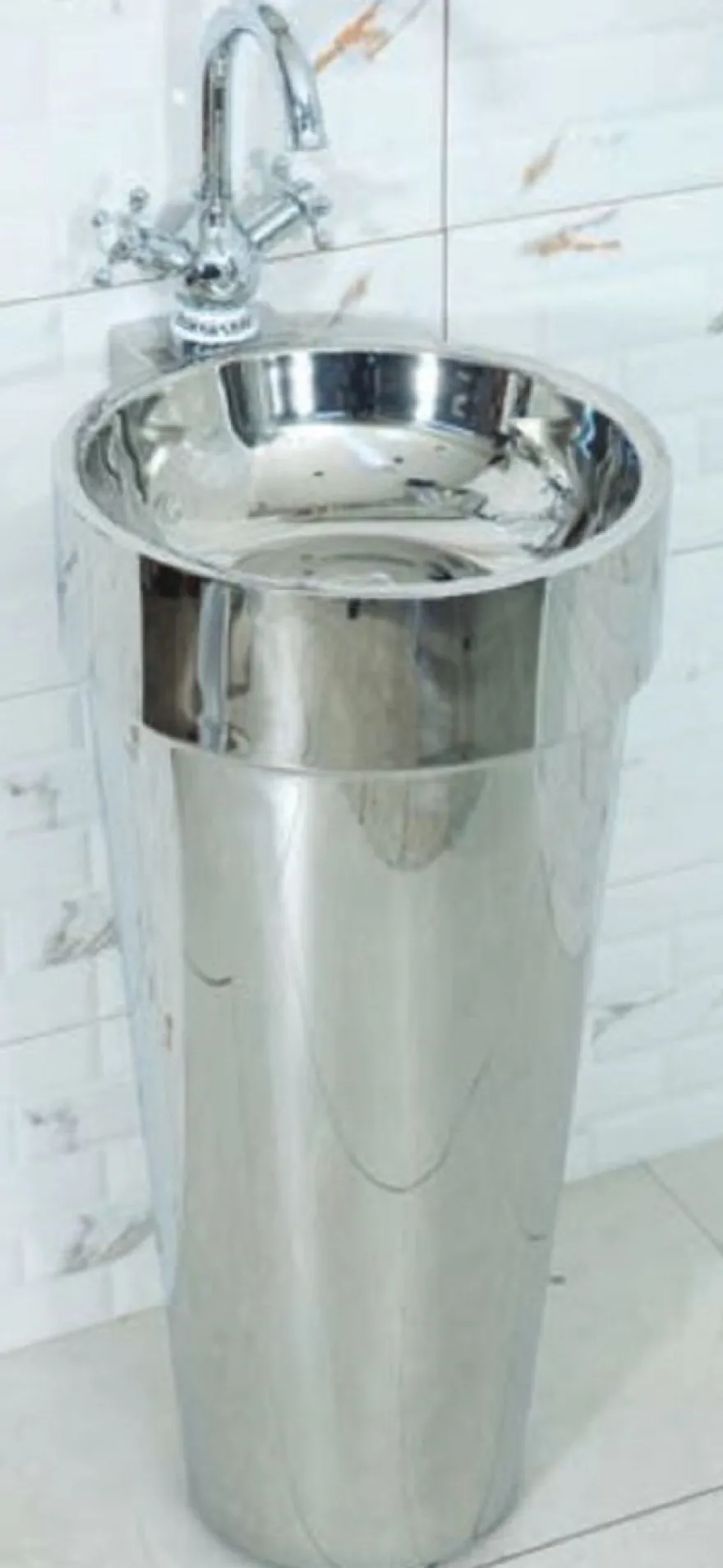 Casa Padrino Luxus Edelstahl Waschtisch Silber 40 x H. 86 cm - Badezimmer Möbel - Hotel & Restaurant Kollektion - Luxus Qualität