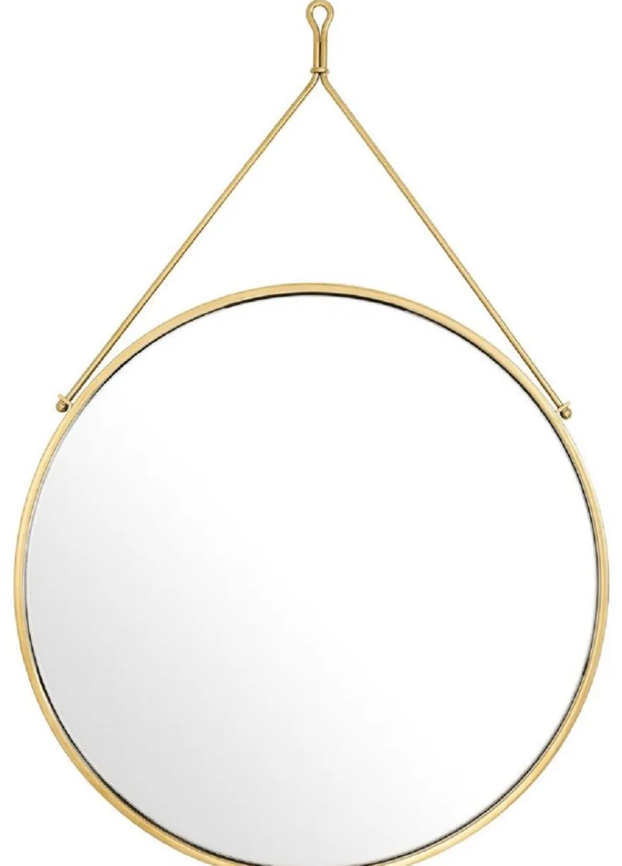 Casa Padrino Luxus Edelstahl Wandspiegel Gold Ø 65 x 3 x H. 97 cm - Garderoben Spiegel - Wohnzimmer Spiegel - Schlafzimmer Spiegel - Luxus Qualität