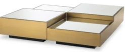 Casa Padrino Luxus Edelstahl Couchtisch Set mit Spiegelglas Tischplatten Messingfarben / Schwarz - Wohnzimmer Möbel - Luxus Möbel