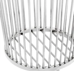 Casa Padrino Luxus Edelstahl Wäschekorb Silber Ø 30 x H. 40,5 cm - Luxus Badezimmer Accessoires