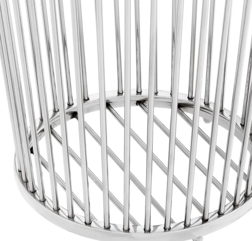 Casa Padrino Luxus Edelstahl Wäschekorb Silber Ø 30 x H. 40,5 cm - Luxus Badezimmer Accessoires