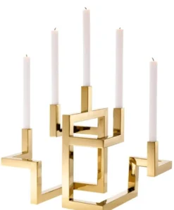 Casa Padrino Luxus Edelstahl Kerzenhalter 5-armig Messingfarben 55 x 29 x H. 41,5 cm - Hotel & Restaurant Deko Accessoires