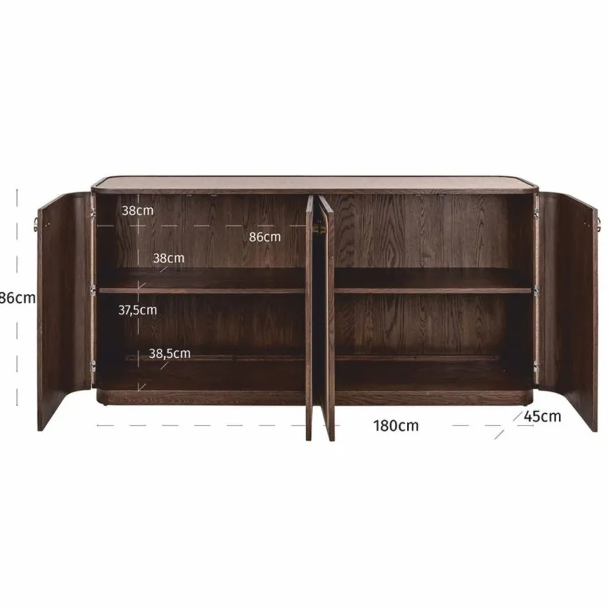 Casa Padrino Luxus Eichenholz Sideboard mit 4 Türen Braun 180 cm - Luxus Möbel