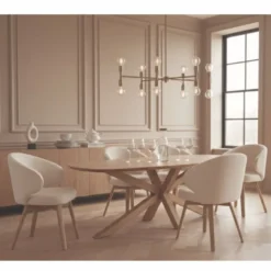 Casa Padrino Luxus Eichenholz Esstisch Naturfarben 220 cm - Massivholz Küchentisch - Esszimmer Möbel