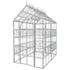 Casa Padrino Luxus Eisen Gewächshaus Silber 160 x 244 x H. 296 cm - Handgefertigter Gartenpavillon - Luxus Gartenmöbel