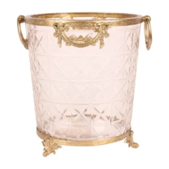 Casa Padrino Luxus Eiskübel Kristallglas / Gold Ø 23 x H. 25 cm - Sektkühler mit Messingmontierung