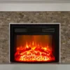 Casa Padrino Luxus Elektrokamin Weiß / Beige / Schwarz 135 x 27 x H. 95 cm - Wohnzimmer Deko Kamin mit Fernbedienung - Wohnzimmer Möbel - Luxus Möbel - Luxus Elektro Kamine