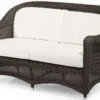 Casa Padrino Luxus 2er Gartensofa mit Kissen Dunkelbraun / Weiß 140 cm