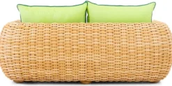 Casa Padrino Luxus 2er Gartensofa Naturfarben / Grün 194 cm
