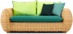 Casa Padrino Luxus 2er Gartensofa Naturfarben / Grün 194 cm