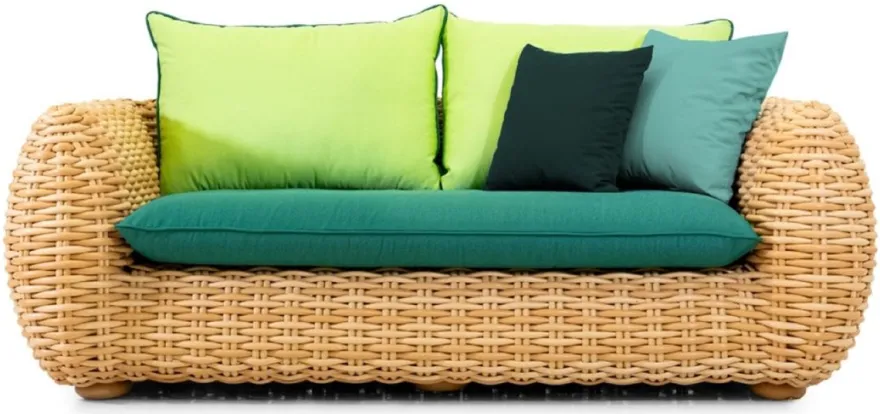 Casa Padrino Luxus 2er Gartensofa Naturfarben / Grün 194 cm