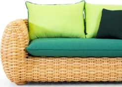 Casa Padrino Luxus 2er Gartensofa Naturfarben / Grün 194 cm