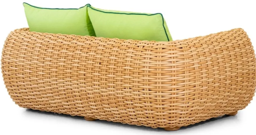 Casa Padrino Luxus 2er Gartensofa Naturfarben / Grün 194 cm