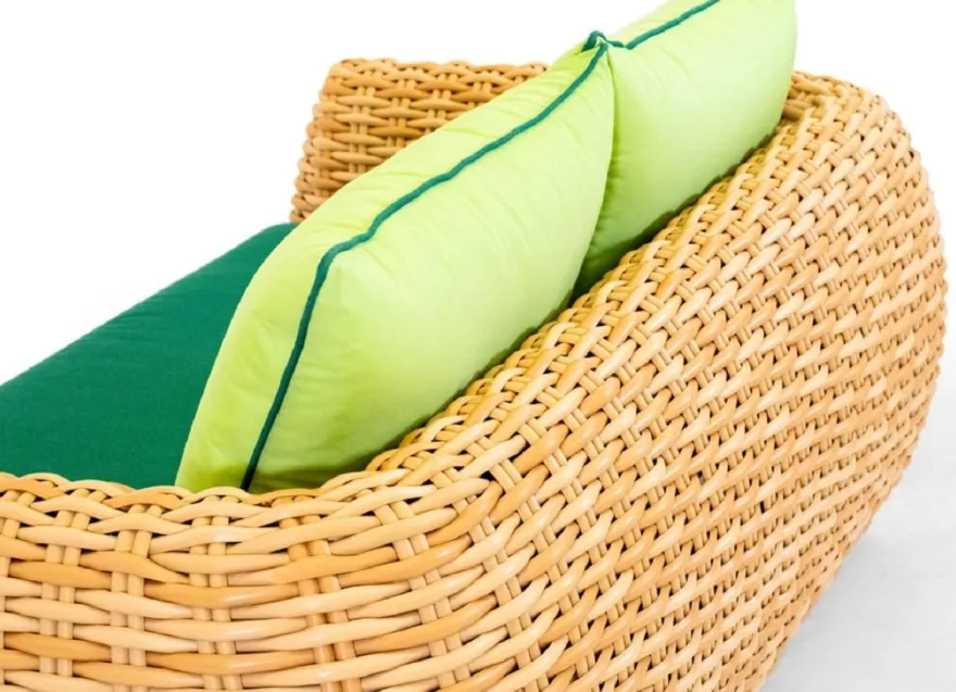 Casa Padrino Luxus 2er Gartensofa Naturfarben / Grün 194 cm