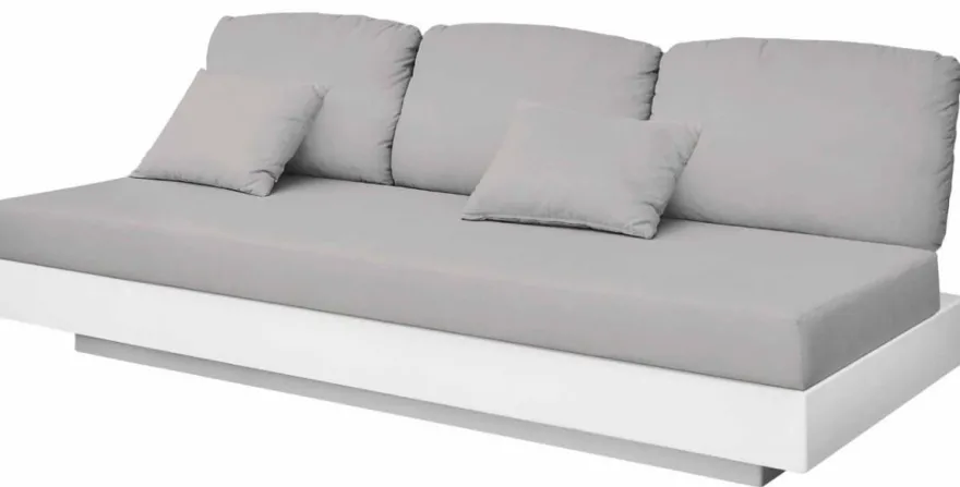 Casa Padrino Luxus 3er Gartensofa Grau / Matt Weiß 210 x 90 x H. 70 cm - Wetterbeständiges Garten Terrassen Sofa - Hotel Möbel - Luxus Qualität
