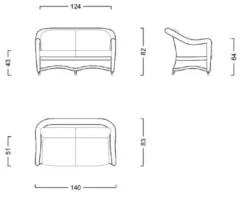 Casa Padrino Luxus 2er Gartensofa Dunkelbraun / Weiß / Braun 140 cm