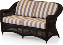 Casa Padrino Luxus 2er Gartensofa Dunkelbraun / Weiß / Braun 140 cm