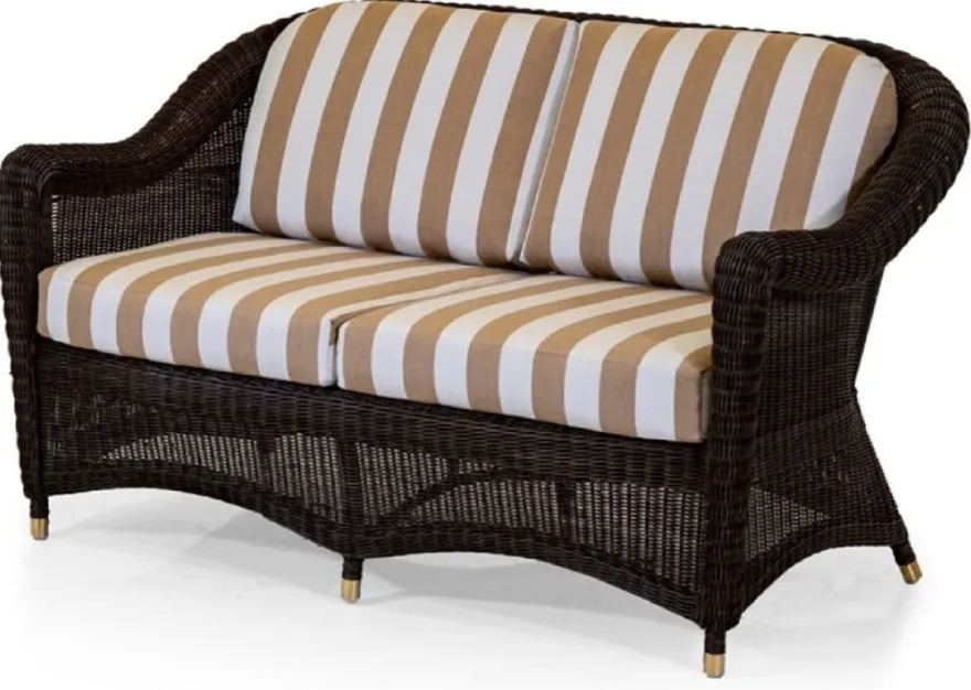 Casa Padrino Luxus 2er Gartensofa Dunkelbraun / Weiß / Braun 140 cm