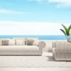Casa Padrino Luxus 3er Gartensofa Creme / Beige / Weiß / Braun 258 cm
