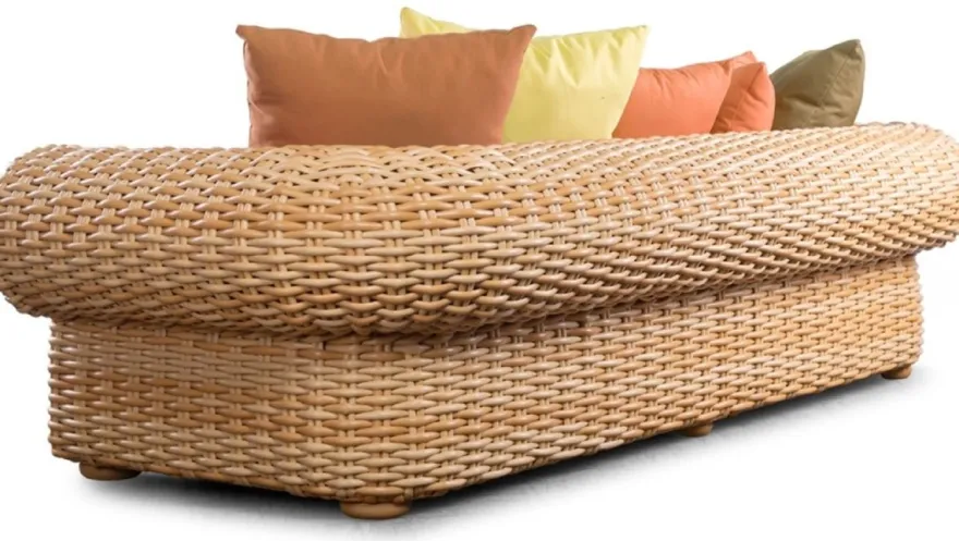 Casa Padrino Luxus 3er Gartensofa Naturfarben / Braun 260 cm