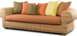 Casa Padrino Luxus 3er Gartensofa Naturfarben / Braun 260 cm