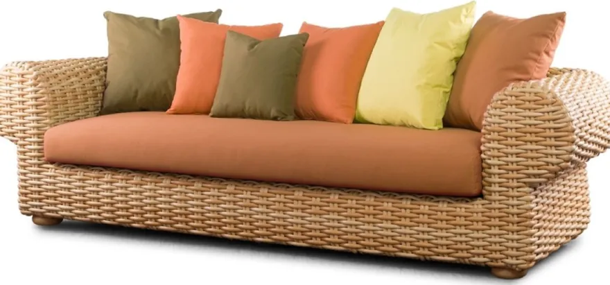 Casa Padrino Luxus 3er Gartensofa Naturfarben / Braun 260 cm