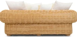 Casa Padrino Luxus 2er Gartensofa Naturfarben / Weiß 205 cm