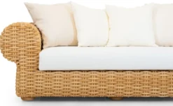 Casa Padrino Luxus 2er Gartensofa Naturfarben / Weiß 205 cm