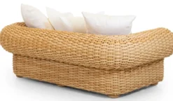Casa Padrino Luxus 2er Gartensofa Naturfarben / Weiß 205 cm