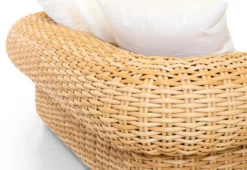 Casa Padrino Luxus 2er Gartensofa Naturfarben / Weiß 205 cm