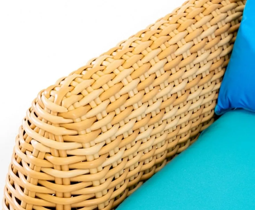 Casa Padrino Luxus 3er Gartensofa Naturfarben / Blau 254 cm