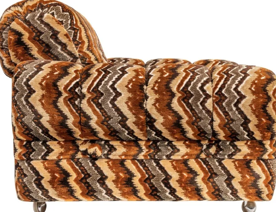 Casa Padrino Luxus 70er Jahre Design Sessel Beige / Braun / Schwarz 94 x 93 x H. 70 cm - Retro Wohnzimmer Sessel mit Rollen - 70er Jahre Design Wohnzimmer Möbel