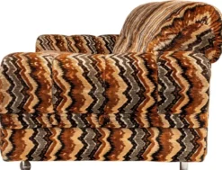 Casa Padrino Luxus 70er Jahre Design Sofa Beige / Braun / Schwarz 228 x 93 x H. 70 cm - Retro Wohnzimmer Sofa mit Rollen - 70er Jahre Design Wohnzimmer Möbel