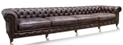 Casa Padrino Luxus 6er Sofa Braun 410 x 120 x H. 77 cm - Chesterfield Möbel