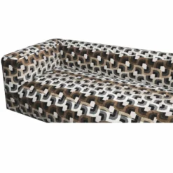Casa Padrino Luxus 3er Sofa Braun / Weiß / Schwarz 252 cm - Wohnzimmer & Hotel Möbel