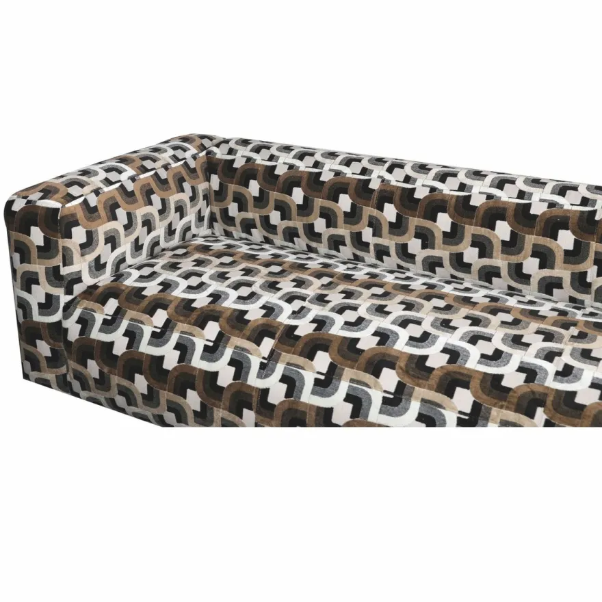 Casa Padrino Luxus 3er Sofa Braun / Weiß / Schwarz 252 cm - Wohnzimmer & Hotel Möbel