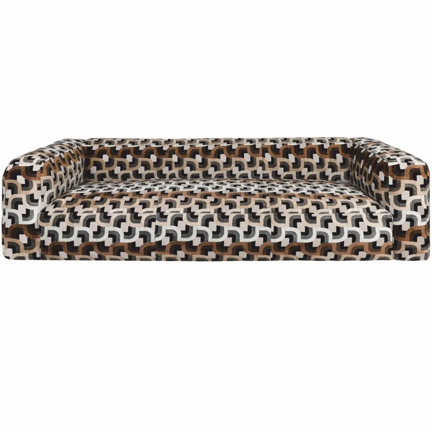 Casa Padrino Luxus 3er Sofa Braun / Weiß / Schwarz 252 cm - Wohnzimmer & Hotel Möbel