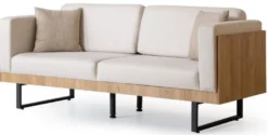 Casa Padrino Luxus 3er Sofa Creme / Braun / Schwarz 200 x 80 x H. 80 cm - Wohnzimmer Sofa - Wohnzimmer Möbel - Luxus Möbel - Wohnzimmer Einrichtung - Luxus Einrichtung