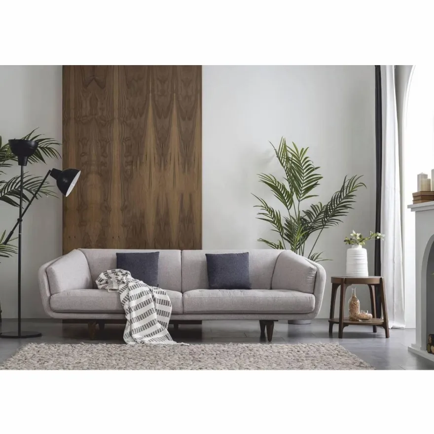 Casa Padrino Luxus 3er Sofa Grau / Braun 240 cm - Wohnzimmer & Hotel Möbel
