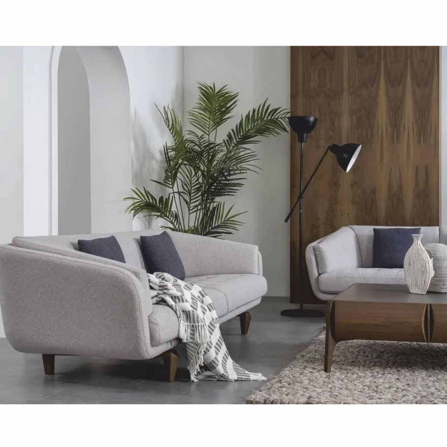 Casa Padrino Luxus 3er Sofa Grau / Braun 240 cm - Wohnzimmer & Hotel Möbel