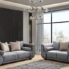 Casa Padrino Luxus 3er Sofa Grau / Silber / Schwarz - Elegantes Wohnzimmer Sofa - Luxus Wohnzimmer Möbel - Luxus Kollektion